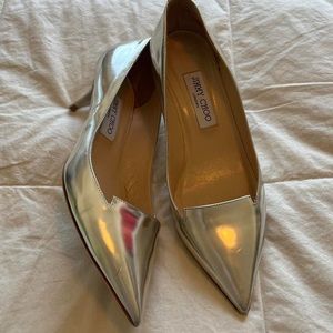 jimmy choo silver pointed heels